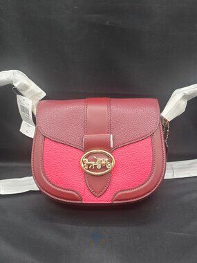 Coach Georgie Saddle Bag in Colorblock C3596 Cherry Multi
